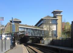 Jewellery Quarter railway station in West Midlands England with trains and platform