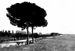 Ruins of the Aqua Claudia aqueduct along the Appian Way in Rome