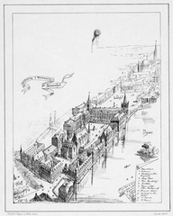 1876 photolithograph plan for expansion and renovation of Dutch Parliament Buildings in The Hague by Eduard Asser