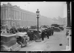 vintage automobiles parked at Place de la Concorde during Monte-Carlo Rally in Paris, 1933