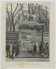 Wood engraving depicting the election day of January 27, 1889, showing posters on public monuments in Place de la Concorde, Paris