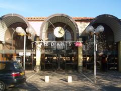Entrance facade of Arles railway station in Bouches-du-Rhône, France