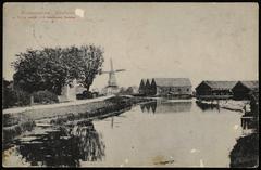 Historic postcard of Buikslotermeerdijk in Nieuwendam in 1900