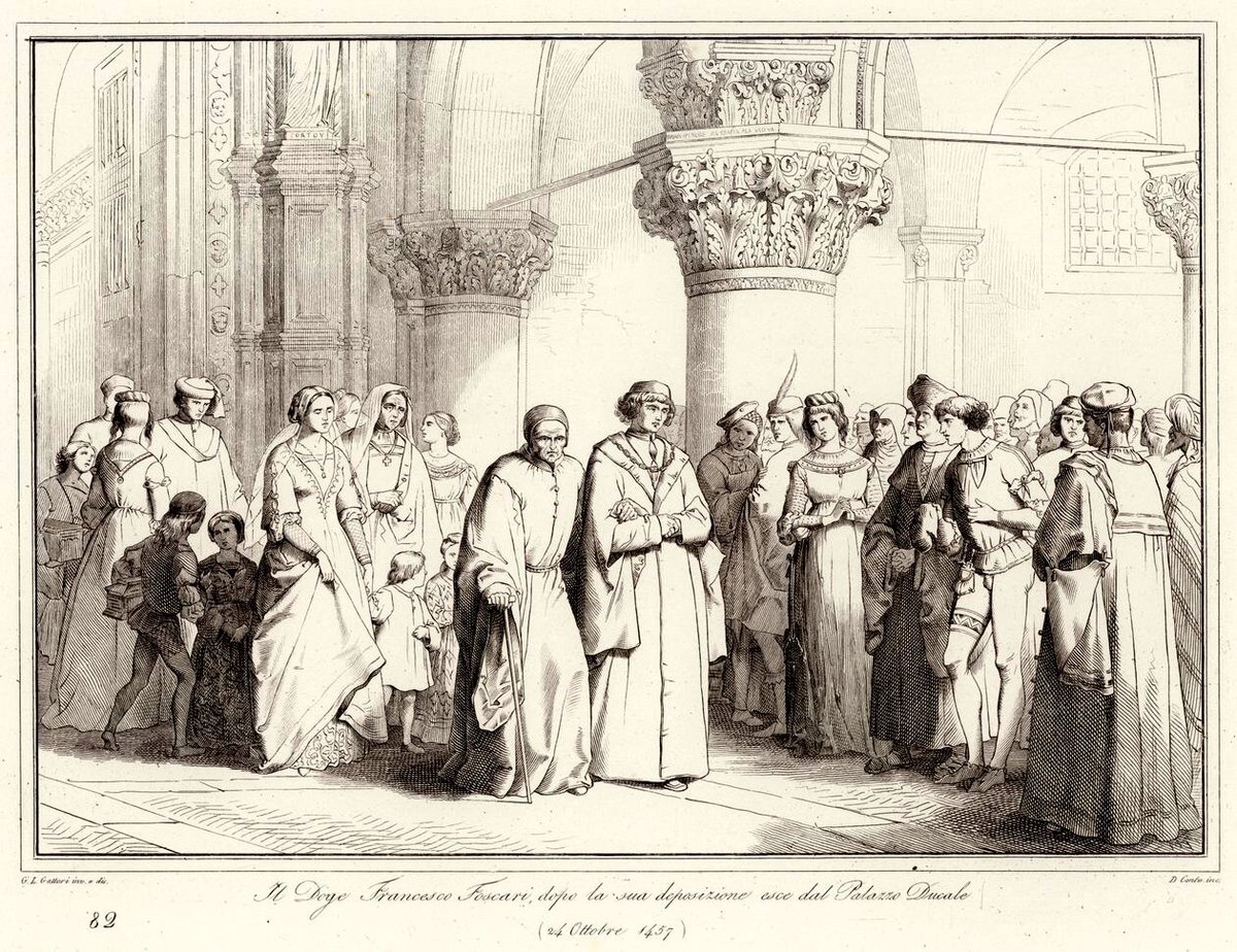 Doge Francesco Foscari leaving the Ducal Palace after deposition in 1457