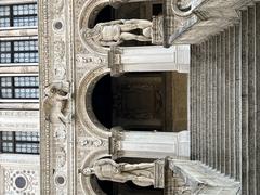 Interior courtyard of the Doge's Palace in Venice with ornate arches and columns