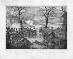 Contemporary print depicting the Battle of Gisikon during the Sonderbund War in Switzerland on November 23, 1847