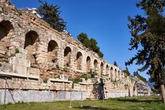 Remains of the Stoa of Eumenes between Odeon of Herodes Atticus and Theatre of Dionysus in Athens