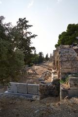 Ruins of the Stoa of Eumenes ancient structure in daylight