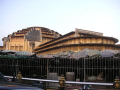 Central Market building in Phnom Penh with blue dome and Art Deco architecture