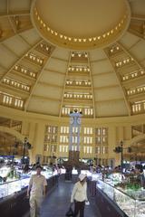 Interior of Central Market designed by Jean Desbois with market stalls and shoppers