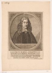 Engraved portrait of Gottfried von Jena by Johann Schweizer, 1660, historical figure on paper