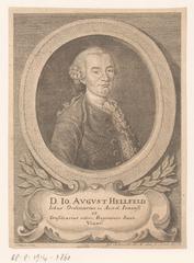 Portrait of Johann August von Hellfeld, 1775 etching on paper by Georg Christoph Schmidt after Johann Georg Schenk
