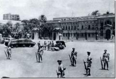 Abdeen Palace in Cairo surrounded by British troops and tanks during the 1942 ministerial crisis in Egypt