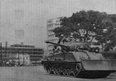 South Korean marines tank on alert near Seoul Police Headquarters during the May 16, 1961 military coup