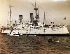 Admiral George Dewey returning from Manila aboard USS Olympia to New York Harbor, 1899
