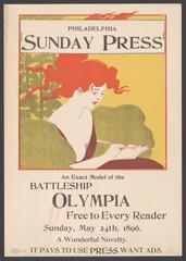 Exact model of the battleship Olympia poster from 1896