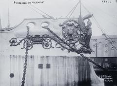 USS Olympia Cruiser 6 figurehead at Boston Navy Yard in 1901