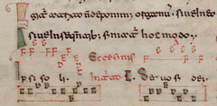 Guido of Arezzo's Micrologus treatise organum examples in Beneventan script