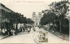People leaving the Catholic Cathedral after Mass in Hanoi, Vietnam