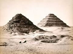 The Pyramids of Sakkarah from the North East, historic 1858 albumen print by Francis Frith