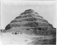 Ancient pyramid structure at Dahshour near Memphis Egypt with surrounding mastabas