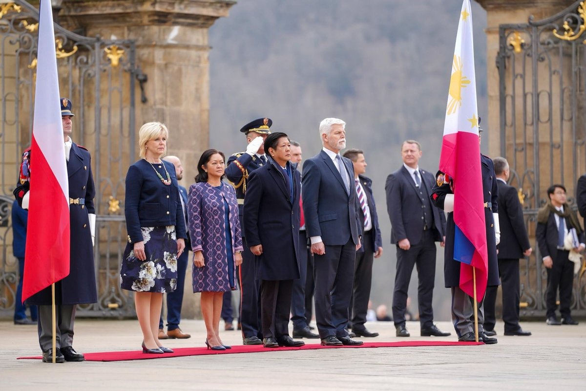 President Ferdinand R. Marcos Jr. receiving arrival honors at Prague Castle during state visit with Czech officials