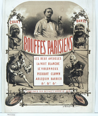 Vintage poster of Bouffes Parisiens by Nadar