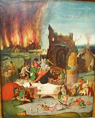 The Temptation of Saint Anthony painting depicting surreal and symbolic imagery by Jheronimus Bosch