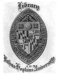 Heraldic bookplate engraving from Johns Hopkins University collection