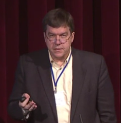 Stuart Ray giving a talk titled 'Are the Obstacles Academic?' at WikiConference USA 2015