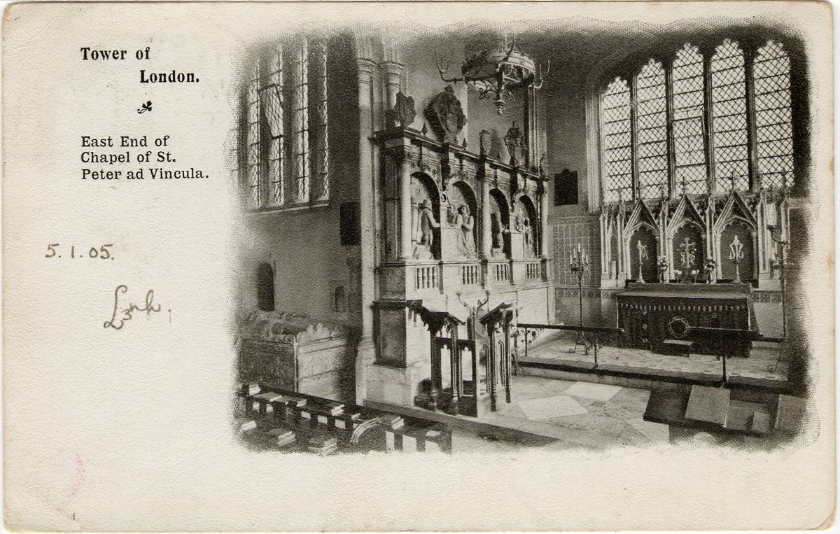 Postcard showing the east end of the Chapel of St Peter ad Vincula at the Tower of London