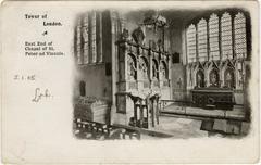 Postcard showing the east end of the Chapel of St Peter ad Vincula at the Tower of London