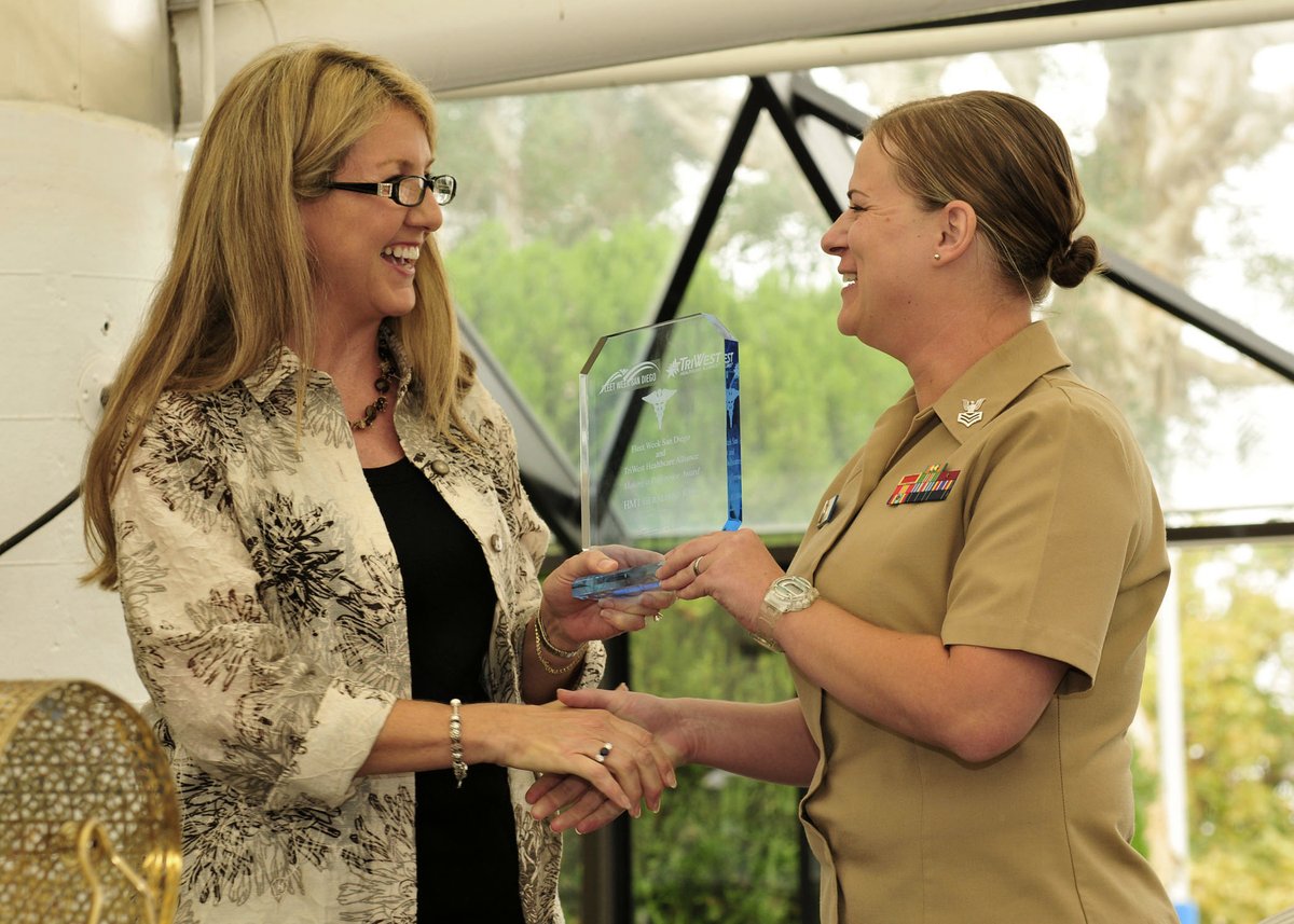 Hospital Corpsman 1st Class Geraldine Kirk receiving Making a Difference Award at Fleet Week luncheon in San Diego