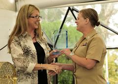 Hospital Corpsman 1st Class Geraldine Kirk receiving Making a Difference Award at Fleet Week luncheon in San Diego