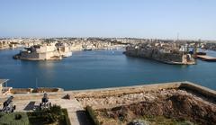Scenic view of Birgu and Senglea in Malta from Valletta