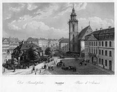 Paradeplatz square in Frankfurt am Main with historic buildings and people walking
