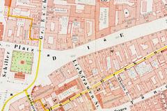 Historic urban surroundings of Weidenhof at the Zeil in Frankfurt am Main detailed down to individual parcels in 1862