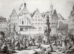 Historical map depiction of the annexation of Frankfurt am Main in 1866