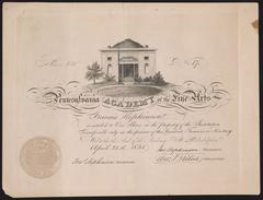 Etching of the Pennsylvania Academy of the Fine Arts building