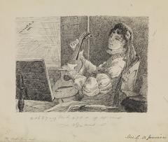 Old-fashioned Music by Catherine Ann Drinker, 1880, pen ink and pencil drawing