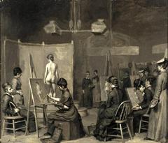 Female life drawing class at Pennsylvania Academy of Fine Arts in 1879