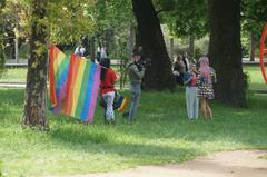 Media interview at Tirana Pride 2019 event