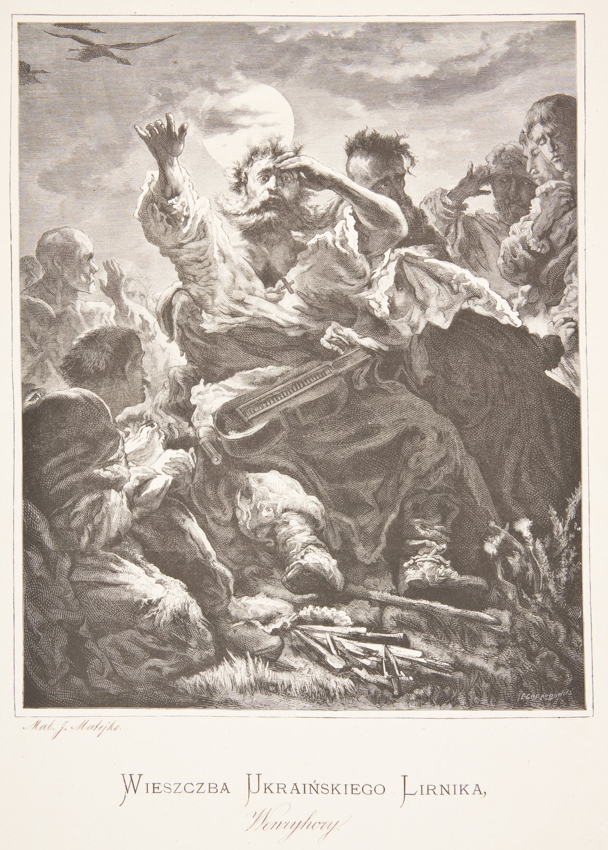 Wernyhora sketch by Jan Matejko, graphic from late 19th century Poland