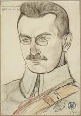 Portrait of Kazimierz Sosnkowski drawn with pencil and colored pencil on paper