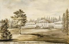 Potocki Palace in Nemyriv Ukraine watercolor by Napoleon Orda