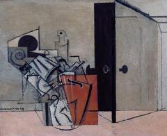 Interior scene with a double bass from 1929 by Louis Marcoussis
