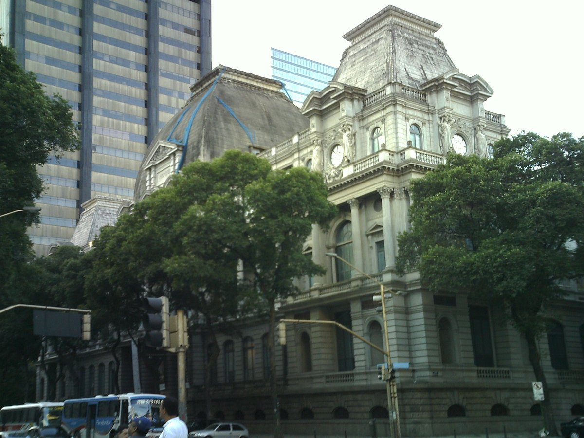 Front view of Museu Nacional de Belas Artes building with classical architecture in Rio de Janeiro