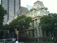 Front view of Museu Nacional de Belas Artes building with classical architecture in Rio de Janeiro