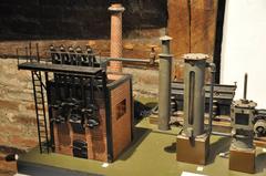 Functional model of a gasworks from 1910 with furnace facilities on the left