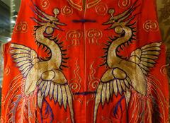 Detailed costume of Cantonese Opera displayed at the Museum of Anthropology, University of British Columbia